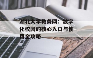 湖北大学教务网：数字化校园的核心入口与使用全攻略