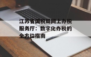 江苏省国税局网上办税服务厅：数字化办税的全方位指南