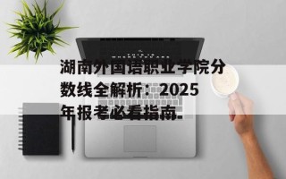 湖南外国语职业学院分数线全解析：2025年报考必看指南