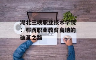 湖北三峡职业技术学院：鄂西职业教育高地的破茧之路
