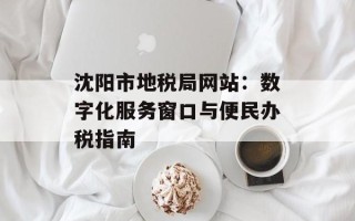 沈阳市地税局网站：数字化服务窗口与便民办税指南