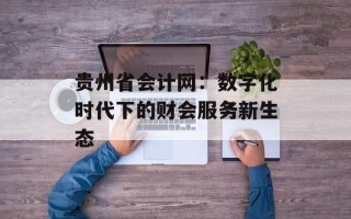 贵州省会计网：数字化时代下的财会服务新生态