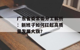 广东省委常委分工解析：新班子如何扛起高质量发展大旗？