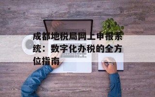 成都地税局网上申报系统：数字化办税的全方位指南