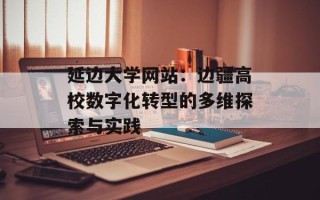 延边大学网站：边疆高校数字化转型的多维探索与实践