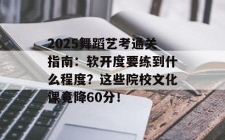 2025舞蹈艺考通关指南：软开度要练到什么程度？这些院校文化课竟降60分！