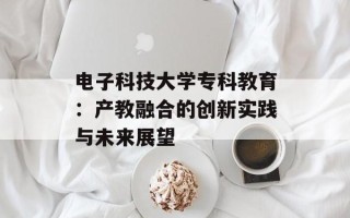 电子科技大学专科教育：产教融合的创新实践与未来展望