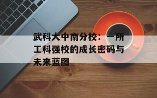 武科大中南分校：一所工科强校的成长密码与未来蓝图