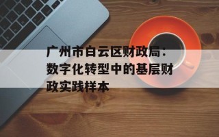 广州市白云区财政局：数字化转型中的基层财政实践样本