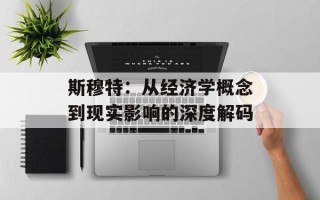 斯穆特：从经济学概念到现实影响的深度解码