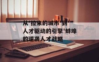 从'拉来的城市'到'人才驱动的引擎'蚌埠的逆袭人才战略
