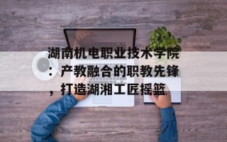 湖南机电职业技术学院：产教融合的职教先锋，打造湖湘工匠摇篮