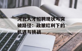 河北人才招聘现状与突破路径：政策红利下的机遇与挑战