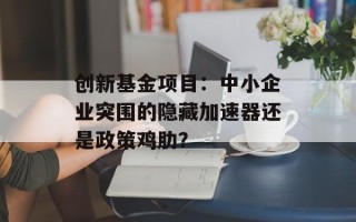 创新基金项目：中小企业突围的隐藏加速器还是政策鸡肋？