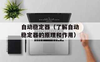 自动稳定器（了解自动稳定器的原理和作用）