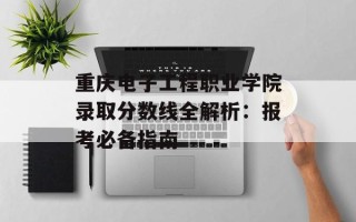 重庆电子工程职业学院录取分数线全解析：报考必备指南