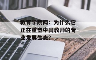 教育学院网：为什么它正在重塑中国教师的专业发展生态？