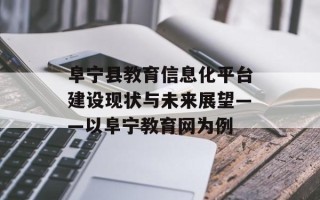 阜宁县教育信息化平台建设现状与未来展望——以阜宁教育网为例