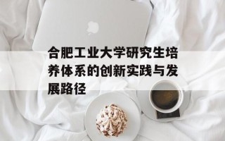 合肥工业大学研究生培养体系的创新实践与发展路径