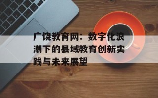 广饶教育网：数字化浪潮下的县域教育创新实践与未来展望