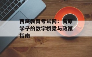 西藏教育考试网：高原学子的数字桥梁与政策指南