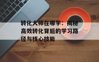 转化大师在哪学：揭秘高效转化背后的学习路径与核心技能