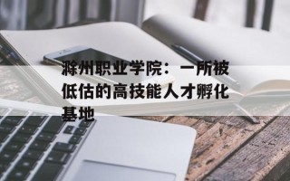 滁州职业学院：一所被低估的高技能人才孵化基地