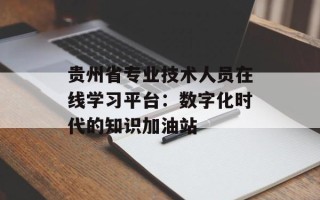 贵州省专业技术人员在线学习平台：数字化时代的知识加油站