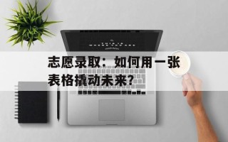 志愿录取：如何用一张表格撬动未来？