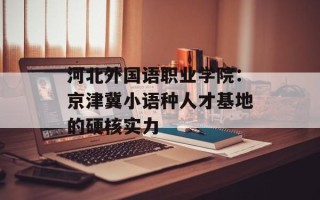 河北外国语职业学院：京津冀小语种人才基地的硬核实力