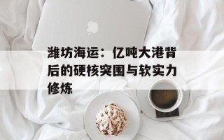 潍坊海运：亿吨大港背后的硬核突围与软实力修炼