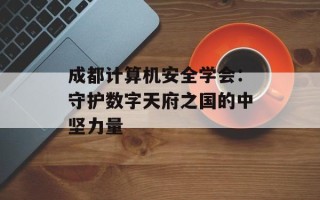 成都计算机安全学会：守护数字天府之国的中坚力量