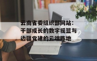 云南省委组织部网站：干部成长的数字摇篮与边疆党建的云端阵地