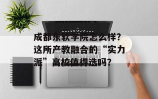 成都东软学院怎么样？这所产教融合的“实力派”高校值得选吗？