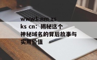 www1 nm zsks cn：揭秘这个神秘域名的背后故事与实用价值