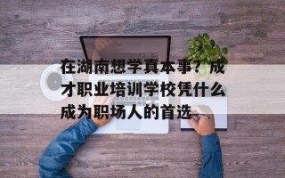 在湖南想学真本事？成才职业培训学校凭什么成为职场人的首选