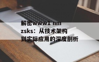 解密www1 nm zsks：从技术架构到实际应用的深度剖析