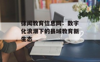 徐闻教育信息网：数字化浪潮下的县域教育新生态