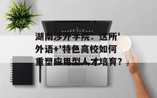 湖南涉外学院：这所'外语+'特色高校如何重塑应用型人才培育？