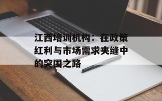 江西培训机构：在政策红利与市场需求夹缝中的突围之路