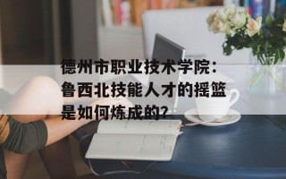 德州市职业技术学院：鲁西北技能人才的摇篮是如何炼成的？
