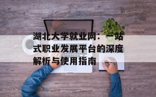 湖北大学就业网：一站式职业发展平台的深度解析与使用指南