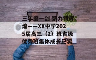 三年磨一剑 聚力铸辉煌——XX中学2025届高三（2）班省级优秀班集体成长纪实