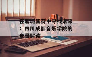 在蓉城音符中寻找未来：四川成都音乐学院的全景解读