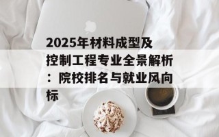 2025年材料成型及控制工程专业全景解析：院校排名与就业风向标