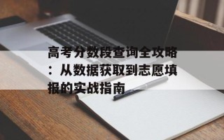 高考分数段查询全攻略：从数据获取到志愿填报的实战指南
