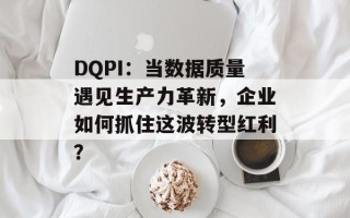 DQPI：当数据质量遇见生产力革新，企业如何抓住这波转型红利？
